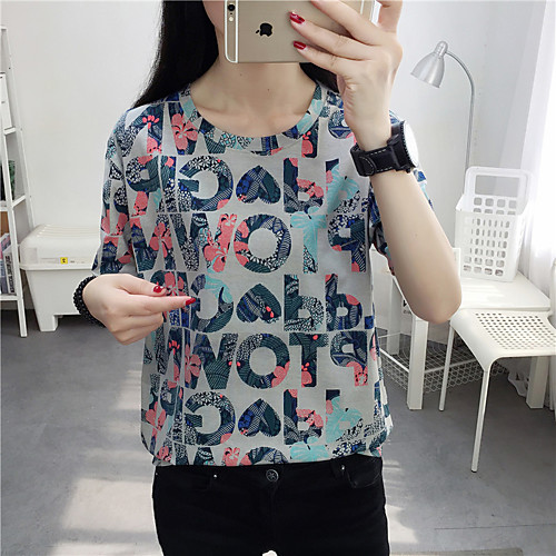 

Women's Daily Weekend Street chic Loose T-shirt - Tie Dye Print Round Neck Purple