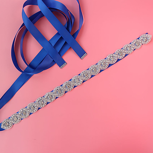 

Satin / Tulle Wedding / Party / Evening Sash With Belt / Appliques / Crystals / Rhinestones Women's Sashes