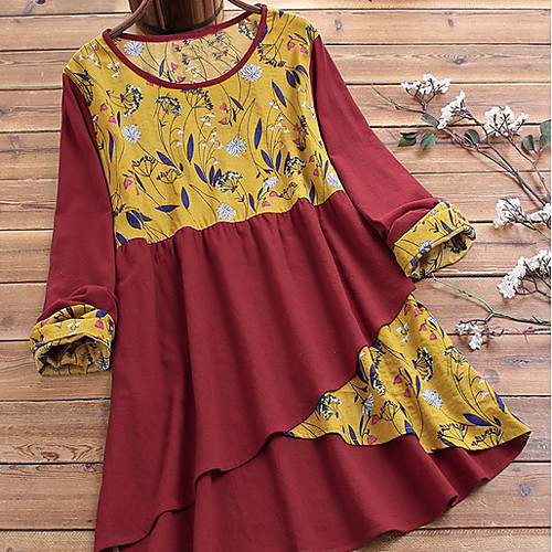 

Women's Graphic Loose Blouse - Cotton Daily Blue / Red / Army Green