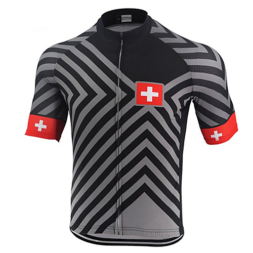 

21Grams Men's Short Sleeve Cycling Jersey Polyester BrownGray Switzerland National Flag Bike Jersey Top Mountain Bike MTB Road Bike Cycling UV Resistant Breathable Quick Dry Sports Clothing Apparel