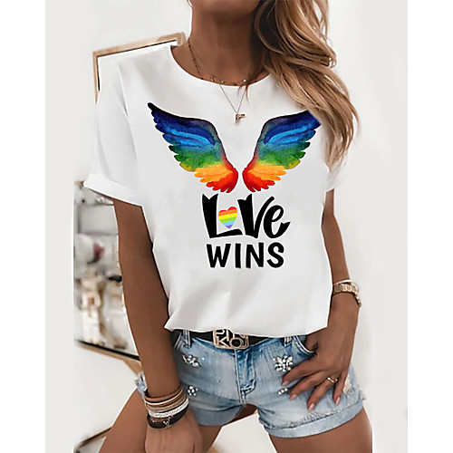 

Women's Plus Size Graphic 3D Print Pleated Print Loose T-shirt Street chic Exaggerated Daily Going out Rainbow