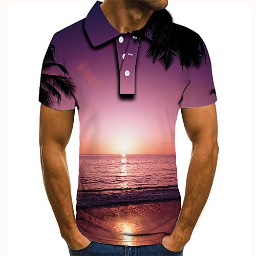 

Men's 3D Polo Basic Daily Shirt Collar Purple / Short Sleeve