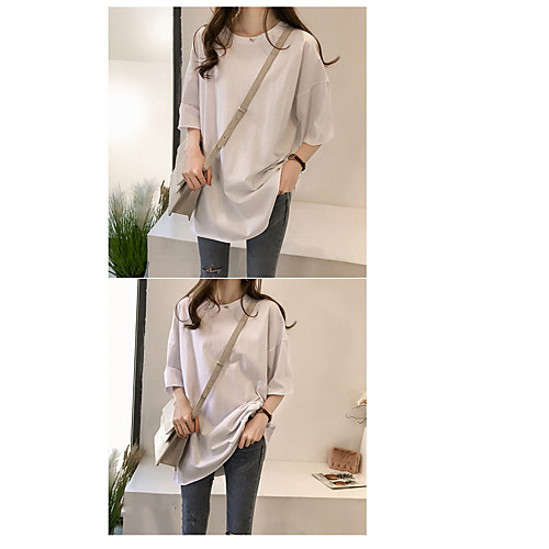 

Women's Solid Colored Loose T-shirt Basic Daily White / Blue / Purple / Blushing Pink / Fuchsia