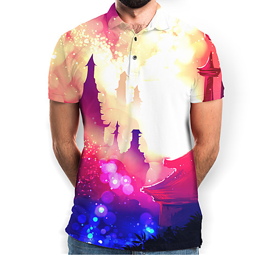 

Men's Graphic Polo Basic Elegant Daily Going out Rainbow