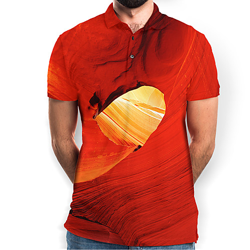 

Men's Graphic Polo Basic Elegant Daily Going out Orange