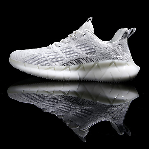 

Men's Fall Daily Outdoor Trainers / Athletic Shoes Running Shoes / Walking Shoes Tissage Volant Breathable Non-slipping Shock Absorbing White / Black