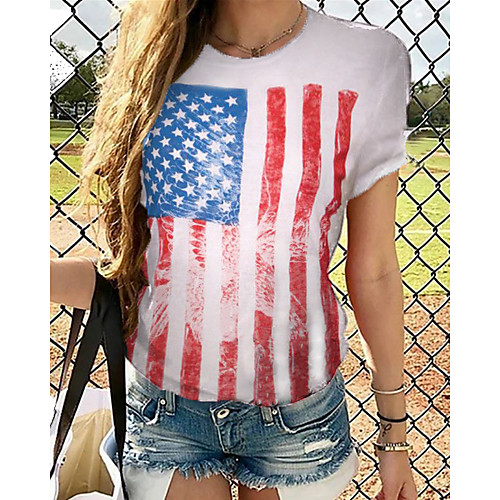 

Women's T-shirt Graphic Tops - Print Round Neck Basic Daily Spring Summer White XS S M L XL 2XL 3XL 4XL