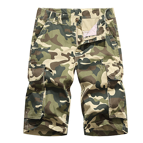 

Men's Basic Cotton Loose Shorts Tactical Cargo Pants Camouflage Knee Length Army Green Khaki / Summer