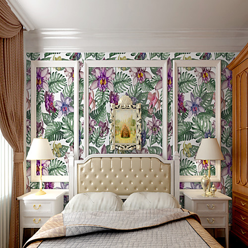 

Custom Self-Adhesive Mural Wallpaper Green Leaf Flower Map Is Suitable For Bedroom Living Room Coffee Shop Restaurant And Hotel Wall DecorationCanvas Material Adhesive required Room Wallcovering