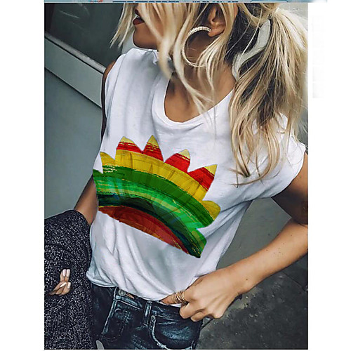 

Women's Rainbow Graphic Pride Day Print T-shirt Basic Casual / Daily White