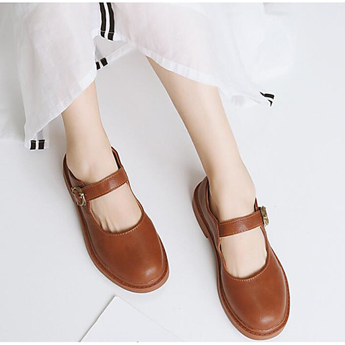 

Women's Flats Spring & Fall Flat Heel Round Toe Daily PU Light Brown / Black