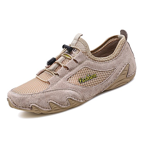 

Men's Fall / Spring & Summer Sporty / Casual Daily Outdoor Trainers / Athletic Shoes Walking Shoes Mesh / Pigskin Breathable Non-slipping Shock Absorbing Khaki / Gray