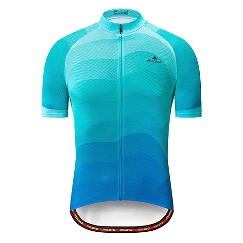 

Miloto Men's Short Sleeve Cycling Jersey Sky Blue Stripes Patchwork Gradient Bike Jersey Top Mountain Bike MTB Road Bike Cycling Quick Dry Breathable Sports Clothing Apparel / Stretchy