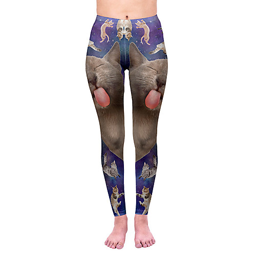 

Women's Yoga Pants 3D Print Blue Elastane Yoga Running Fitness Tights Leggings Sport Activewear Quick Dry Tummy Control Butt Lift Moisture Wicking High Elasticity Skinny