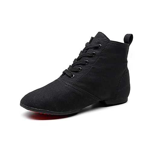 

Men's / Women's Ballet Shoes / Jazz Shoes / Dance Sneakers Canvas Lace-up Flat / Sneaker Flat Heel Dance Shoes Black / Red / Brown