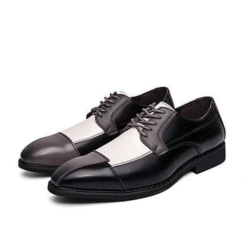 

Men's Summer Casual / British Wedding Daily Oxfords Walking Shoes Faux Leather Breathable Non-slipping Wear Proof Black / White / White / Blue / White / Yellow Color Block