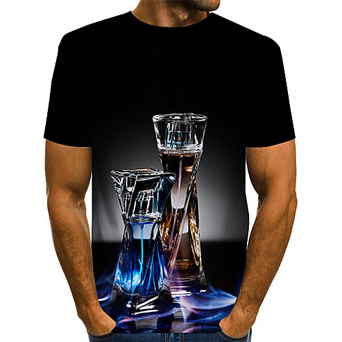 

Men's Plus Size 3D Print T-shirt Basic Daily Round Neck Black / Short Sleeve