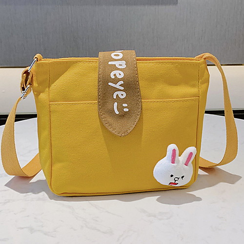 

Women's Zipper Canvas Crossbody Bag 2020 Letter White / Black / Yellow