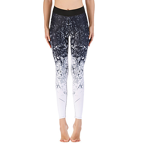 

Women's High Waist Yoga Pants Print Black Running Fitness Gym Workout Tights Leggings Sport Activewear Quick Dry Butt Lift Tummy Control Stretchy Skinny