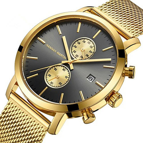 

Men's Steel Band Watches Quartz Stylish Stainless Steel Black / Blue / Gold 30 m Water Resistant / Waterproof Calendar / date / day Chronograph Analog Casual - BlackGloden Gold Blue One Year Battery
