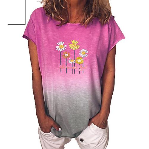 

Women's Floral Sun Flower T-shirt Daily Blue / Purple / Yellow / Fuchsia / Green / Light Green