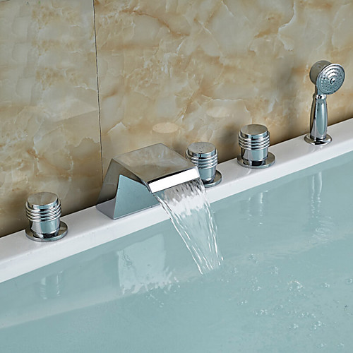 

Bathtub Faucet - Contemporary Chrome Tub And Shower Ceramic Valve Bath Shower Mixer Taps