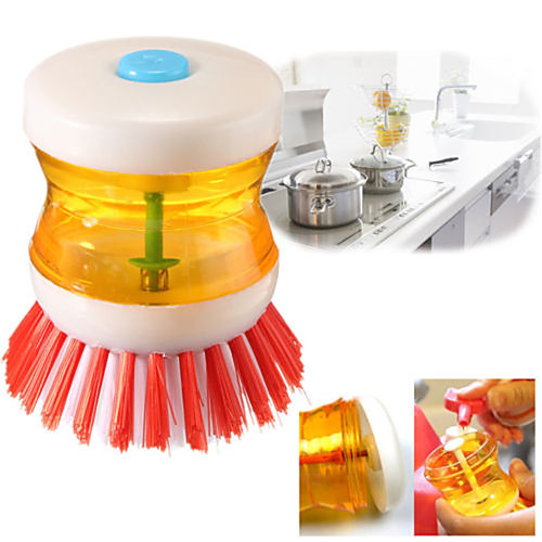 

8.58cm High Quality Plastic Kitchen Washing Utensils Pot Dish Brush With Washing Up Liquid Soap Dispenser Sili1 Pc
