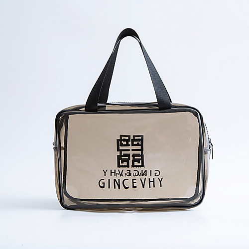 

PVC(PolyVinyl Chloride) Pattern / Print / Zipper Cosmetic Bag Outdoor Light Grey / Gray / Coffee