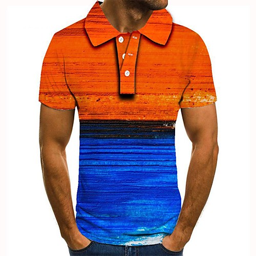 

Men's 3D Polo Basic Daily Shirt Collar Orange / Short Sleeve