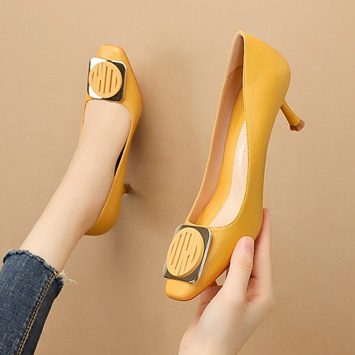 

Women's Heels Summer Stiletto Heel Square Toe Daily PU Black / Yellow / Green