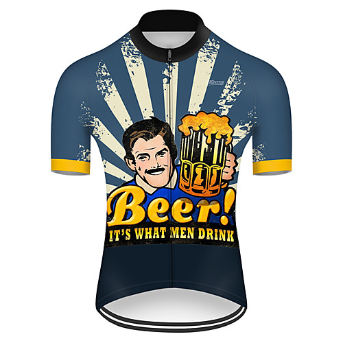 

21Grams Men's Short Sleeve Cycling Jersey Polyester Black / Blue Retro Stripes Oktoberfest Beer Bike Jersey Top Mountain Bike MTB Road Bike Cycling Breathable Quick Dry Ultraviolet Resistant Sports