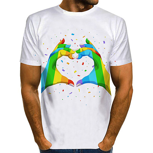 

Men's Graphic 3D Print Pride Day Print T-shirt Basic Exaggerated Daily Round Neck White / Blue / Purple / Red / Yellow / Green / Short Sleeve