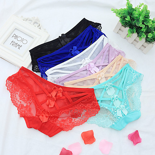 

Women's Lace Brief - Asian Size Low Waist White Black Blue One-Size