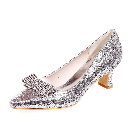 

Women's Wedding Shoes Block Heel Square Toe Minimalism Wedding Party & Evening Synthetics Rhinestone Sequin Solid Colored Summer Gold Silver
