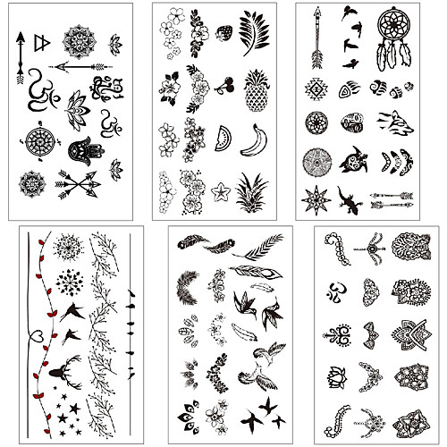 

6 pcs Temporary Tattoos Water Resistant / Waterproof / Mini Style / Safety Face / Body / Hand Water-Transfer Sticker Body Painting Colors