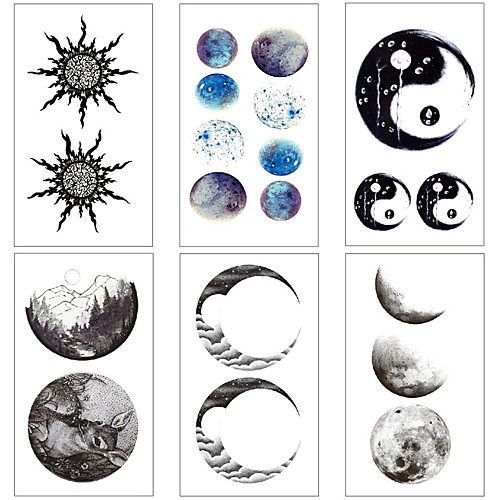 

6 pcs Temporary Tattoos Water Resistant / Waterproof / Mini Style / Safety Face / Body / Hand Water-Transfer Sticker Body Painting Colors