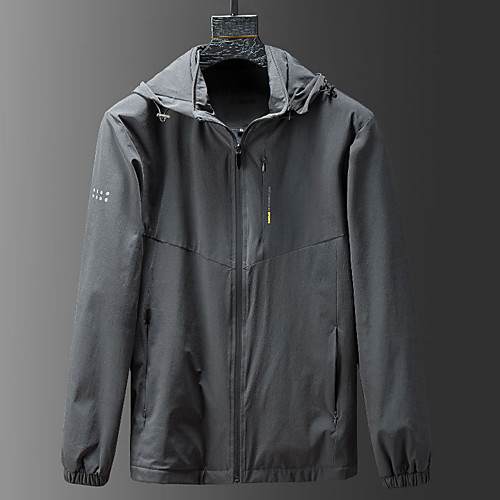 

Men's Hiking Jacket Hiking Windbreaker Summer Outdoor Windproof Breathable Quick Dry Ultra Light (UL) Top Elastane Velvet Single Slider Fishing Climbing Camping / Hiking / Caving Dark Grey / Black