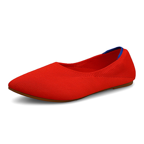 

Women's Flats Spring & Summer Flat Heel Pointed Toe Casual Vintage Daily Knit / Elastic Fabric Walking Shoes Black / Yellow / Red