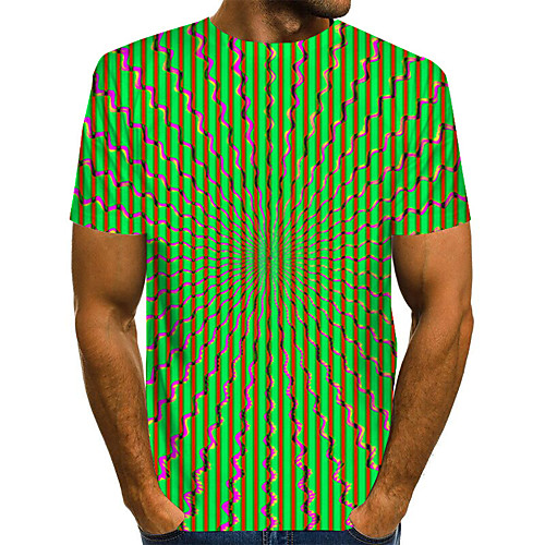 

Men's Plus Size 3D Print T-shirt Basic Daily Round Neck Green / Short Sleeve