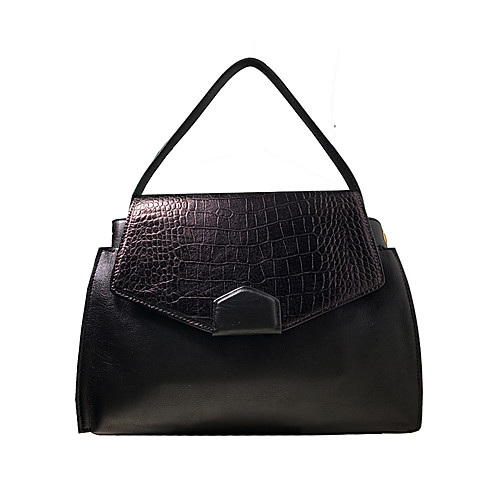 

Women's Zipper Cowhide Crossbody Bag / Top Handle Bag Solid Color Black