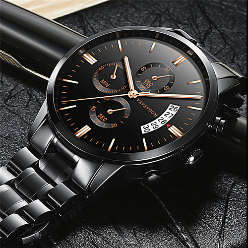 

Men's Dress Watch Quartz Stainless Steel 30 m Water Resistant / Waterproof Calendar / date / day Day Date Analog Fashion Cool - Black / Silver BlackGloden WhiteSilver One Year Battery Life