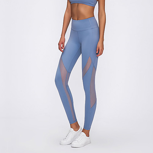 

Women's High Waist Yoga Pants Patchwork Fashion Black Red Blue Gray Nylon Mesh Running Fitness Gym Workout Tights Leggings Sport Activewear Breathable Comfort Tummy Control Butt Lift Moisture Wicking