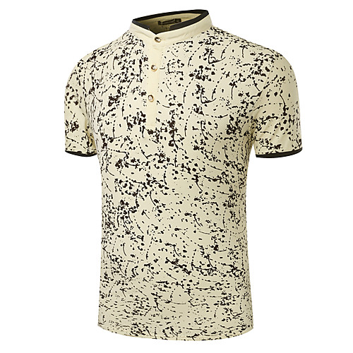 

Men's Polka Dot Graphic Slim Polo Hawaiian Daily Gold / Green / Short Sleeve