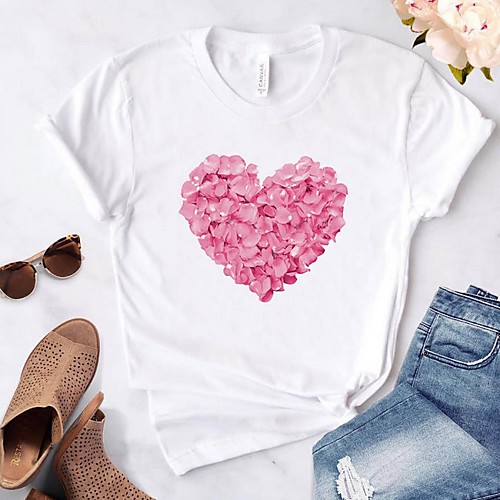 

Women's Floral T-shirt Daily White / Black