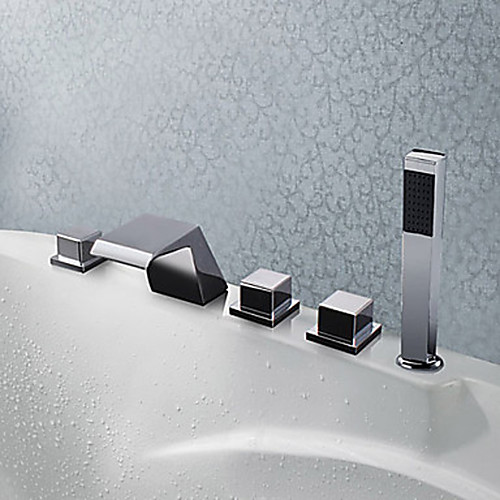 

Bathtub Faucet - Contemporary Chrome Tub And Shower Ceramic Valve Bath Shower Mixer Taps