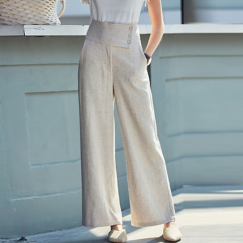 

Women's Basic Wide Leg Pants Solid Colored Black Beige