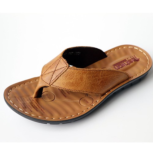 

Men's Summer Outdoor Slippers & Flip-Flops PU Non-slipping Black / Khaki / Brown