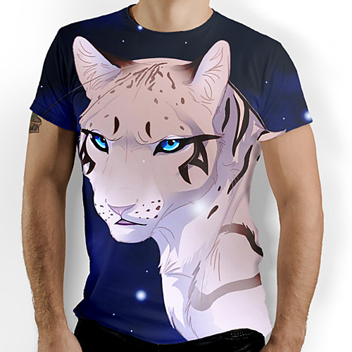 

Men's T shirt Graphic Animal Short Sleeve Daily Tops Basic Elegant Rainbow