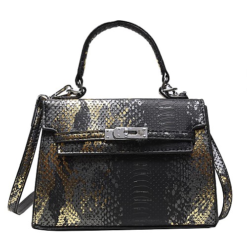 

Women's PU Top Handle Bag Snakeskin White / Blue / Yellow