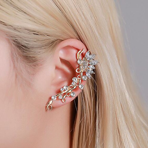 

Women's Crystal Earrings Ear Clips Single Earring 3D Precious Fashion Earrings Jewelry Gold For Party Evening Gift Date Street 1pc